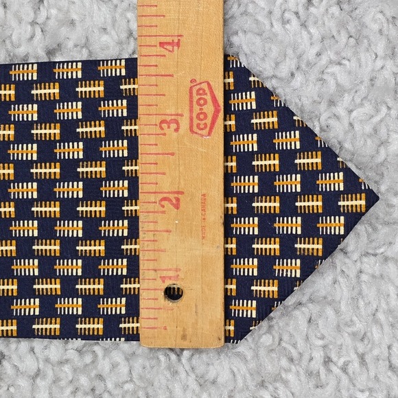 Hickey Freeman Neck Tie Blue Yellow Geometric 100% Silk Made in Italy - Picture 5 of 7